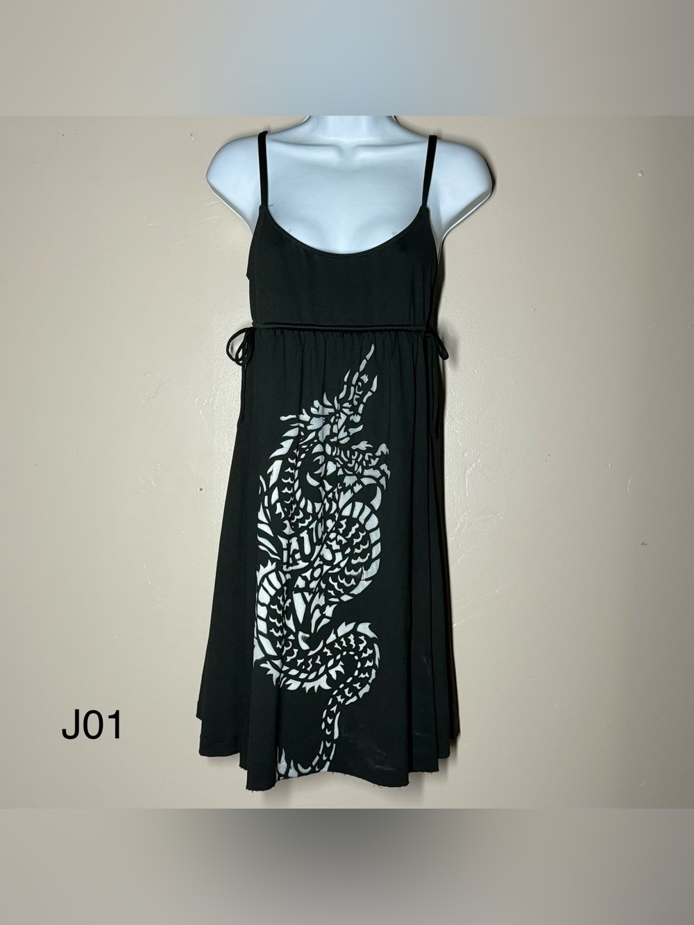 Lucky Brand Black Swim Mini with White Dragon Motif